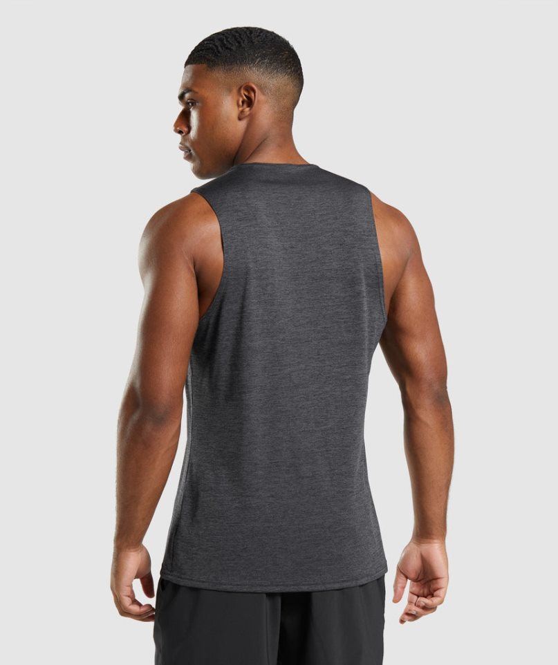 Men's Gymshark Arrival Slim Marl Tanks Black | CA 703N15